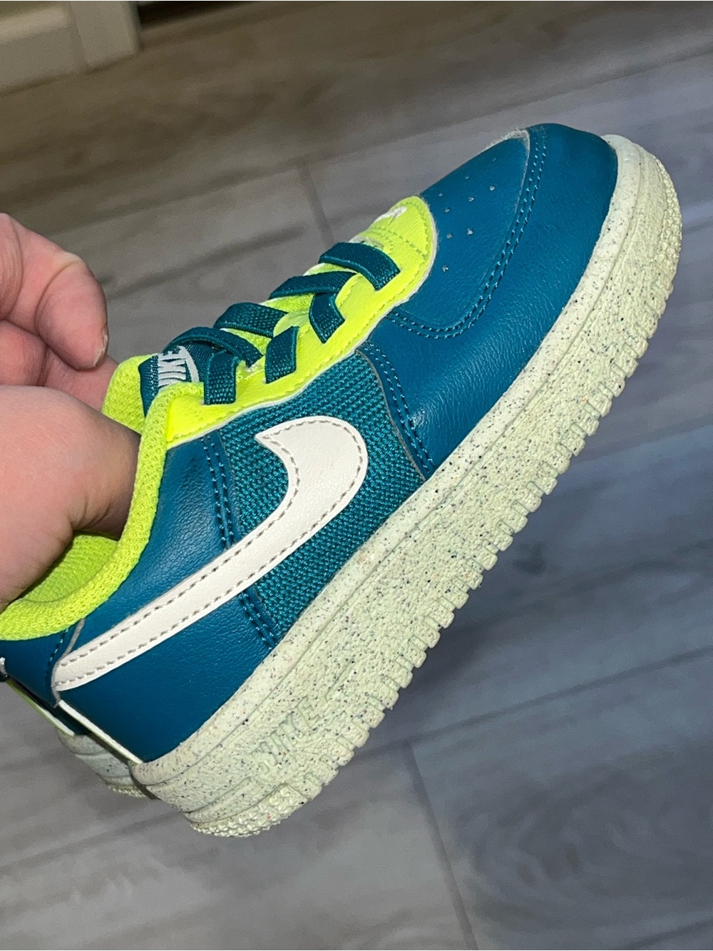 Nike Teal & Neon Yellow Low-Top Sneaker with White Swoosh